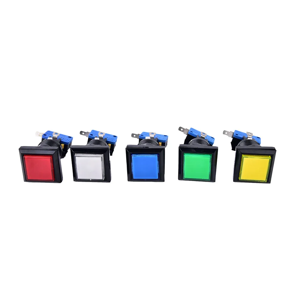 2019 1PCS Kvadratni igralni avtomat Pritisni Gumb Arkadna LED Kratkotrajno Pritisni Gumb Osvetljena Tipka 5 Barv