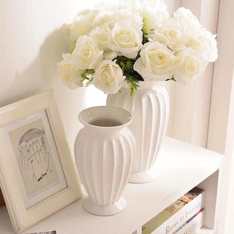 Sodobno Minimalistično Evropi Slog Keramični Cvet Vazo Okraske Ustvarjalne Namizni Beli Cvet Vazo Poroka Doma Dekor Keramične Vaze