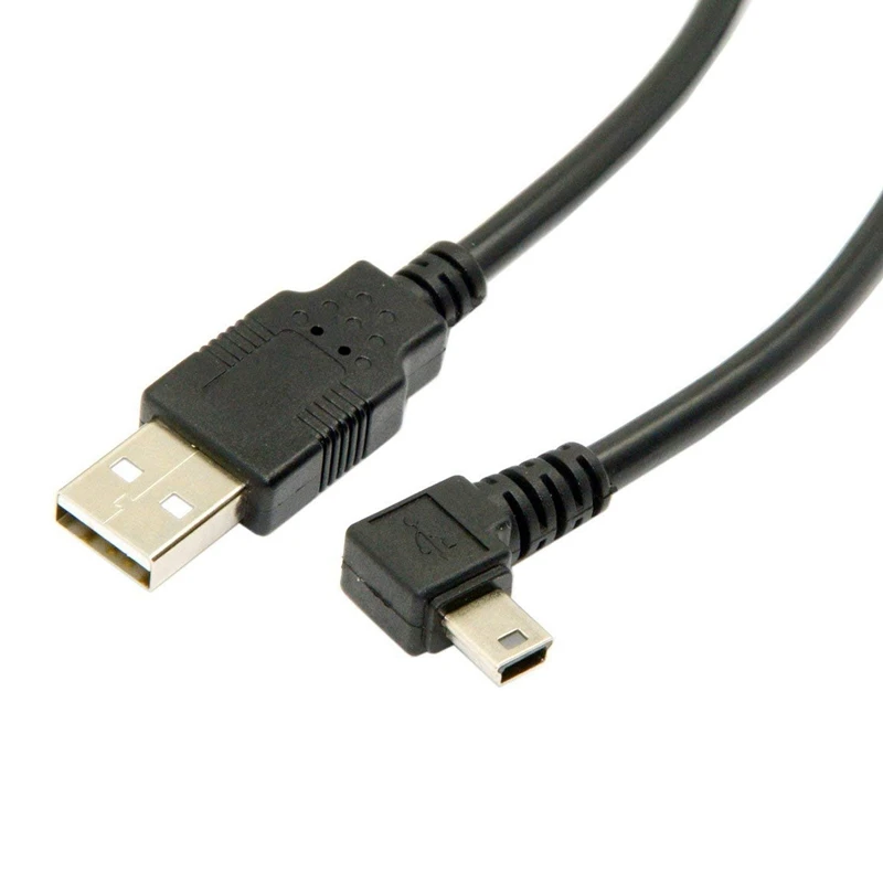 1,8 m Mini USB Tip B 5pin Male 90 Stopinj v Levo pod Kotom, da USB 2.0 Moški Podatkovni Kabel Črne Barve