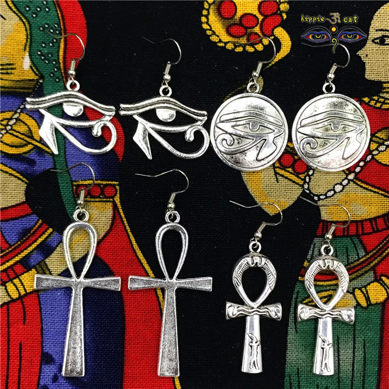 Egipta In Indije Plemenski Nakit Oči Horus Antique Silver Uhan Egiptovske Ženske Retro Ročno izdelan Nakit