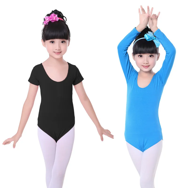 Leotards za gimnastika za dekleta kratek dolg rokav balerina balet otroci konkurence bombaž ples otrok kostume dancewear
