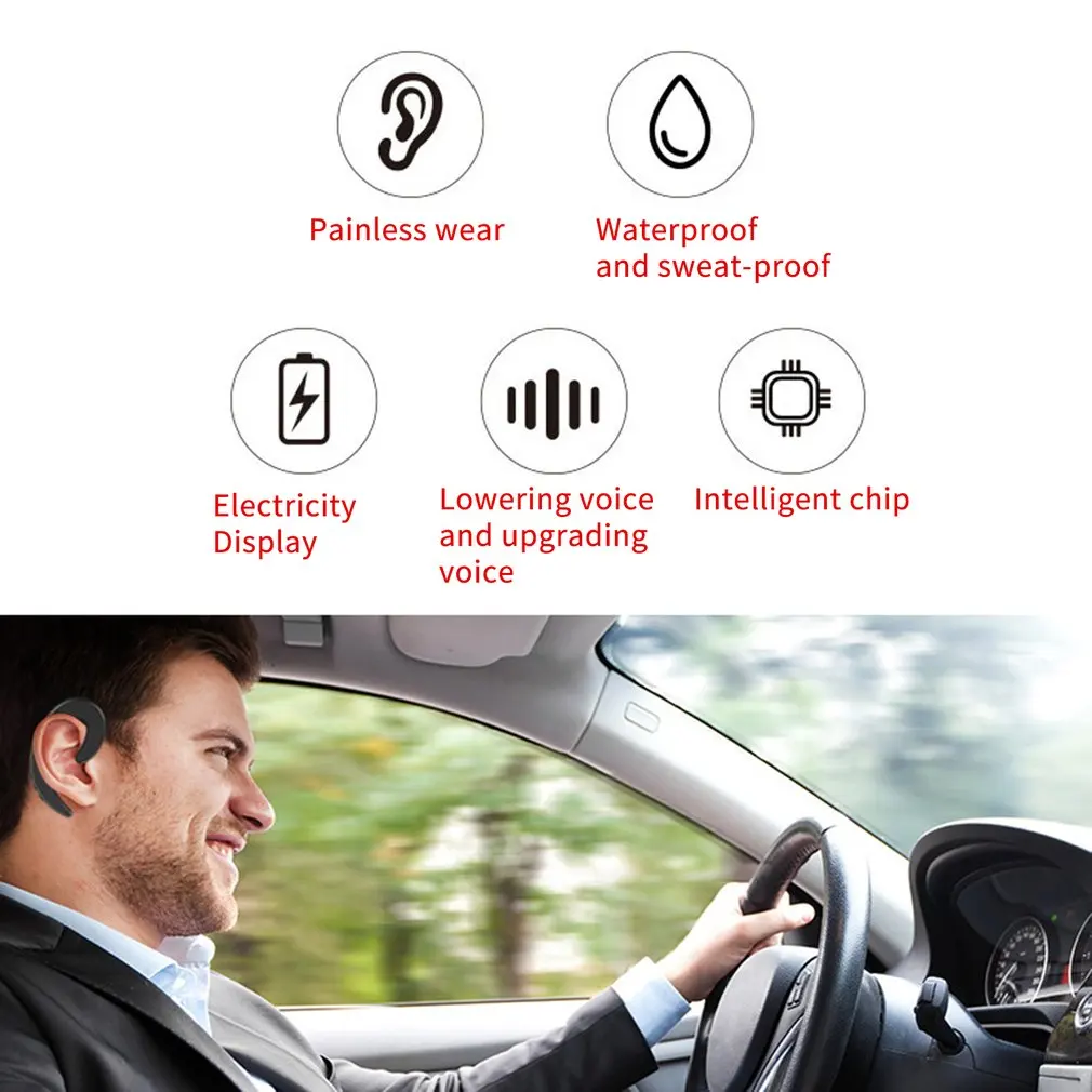 Kostno Prevodnost Brezžične Slušalke z Mikrofonom Šport Vožnje Čepkov Čez Uho Slušalke Stereo Slušalke Bluetooth Uho Kavelj