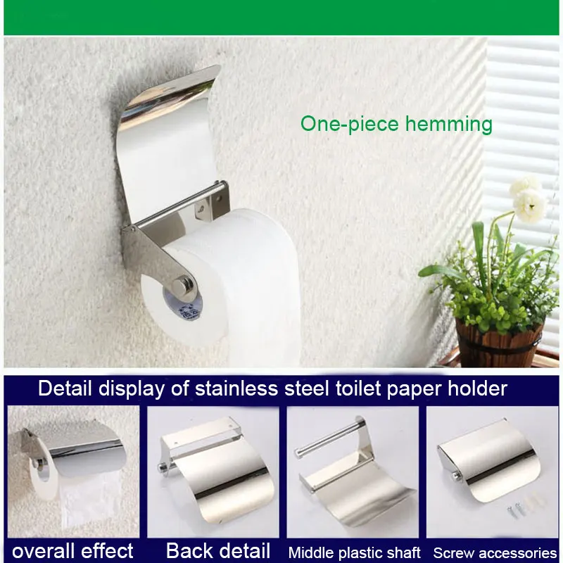 Kuhinja trak papirja steno nameščenih wc Toaletni Papir Roll Imetnik s Krivuljo Pokrov iz Nerjavečega Jekla Stenske za Kopalnico @LS