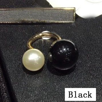 Vroče Prodajo Plemiških Moda Obroči Preprosto Črno Belo Simulirani Pearl obroč Dvojno Kroglice Prst Obroči Za Ženske, Nakit Trgovini