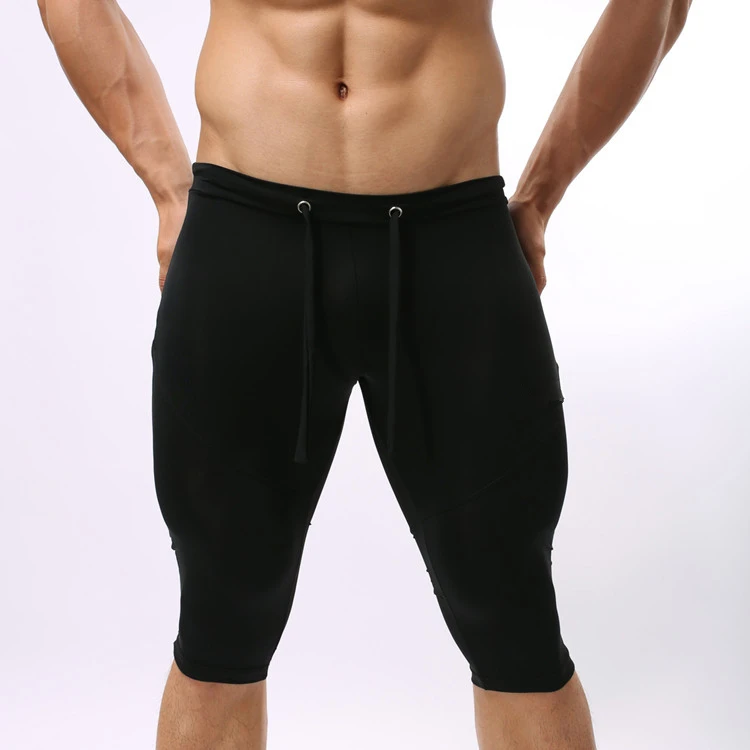 GANYANR Brand Swimming Trunks Racing Boxer Mens Swim Shorts Gay Male Swimwear Swimsuit Long Sexy Tight Low Waist Beachwear Pouch