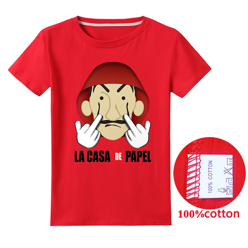 Denar Heist Smešno Risanka Vrh Otroci Tshirt Fantje Majice za najstnice La Casa De Papel T-shirt Hiša iz Papirja Baby Tee