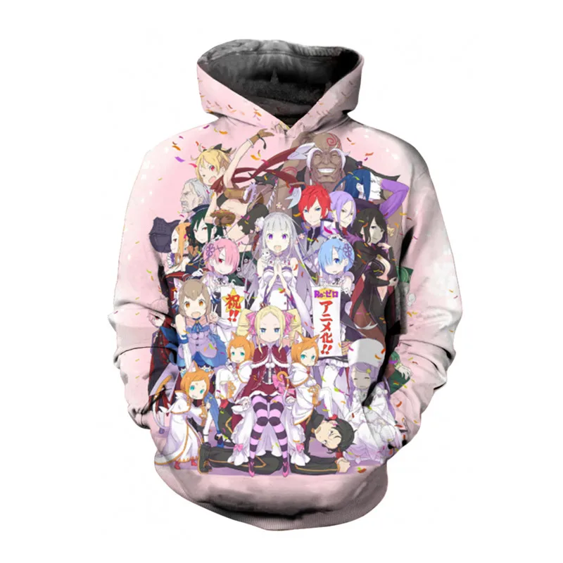 Vroče Harajuku Anime Hoodies Novo Ram in Rem Sweatshirts Jeseni Mode Hooded Ženske/moški Plašč Candy Barve Srčkan Hoody Puloverju