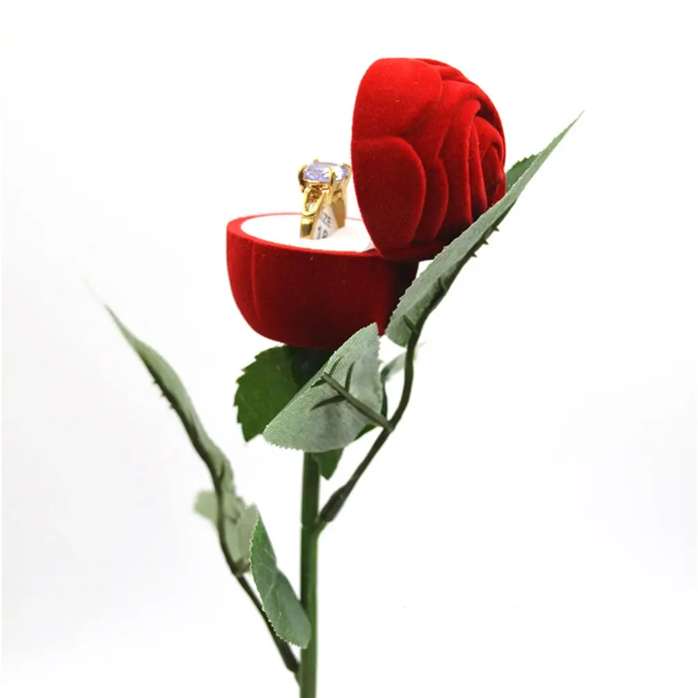 Novo 2021 Rdeče Rose Zgrinjati Žamet Obroč Polje Poroko Ustvarjalno Darilo Moda Valentinovo Posla Presenečenje Obroč Polje