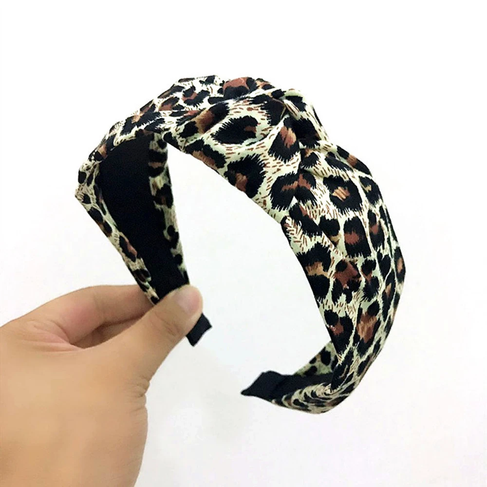 Leopard Natisniti Scrunchie Ženske Leopard Tiskanja Sredini Vozlane Headbandhair Dekleta, Lase Vezi Dodatki