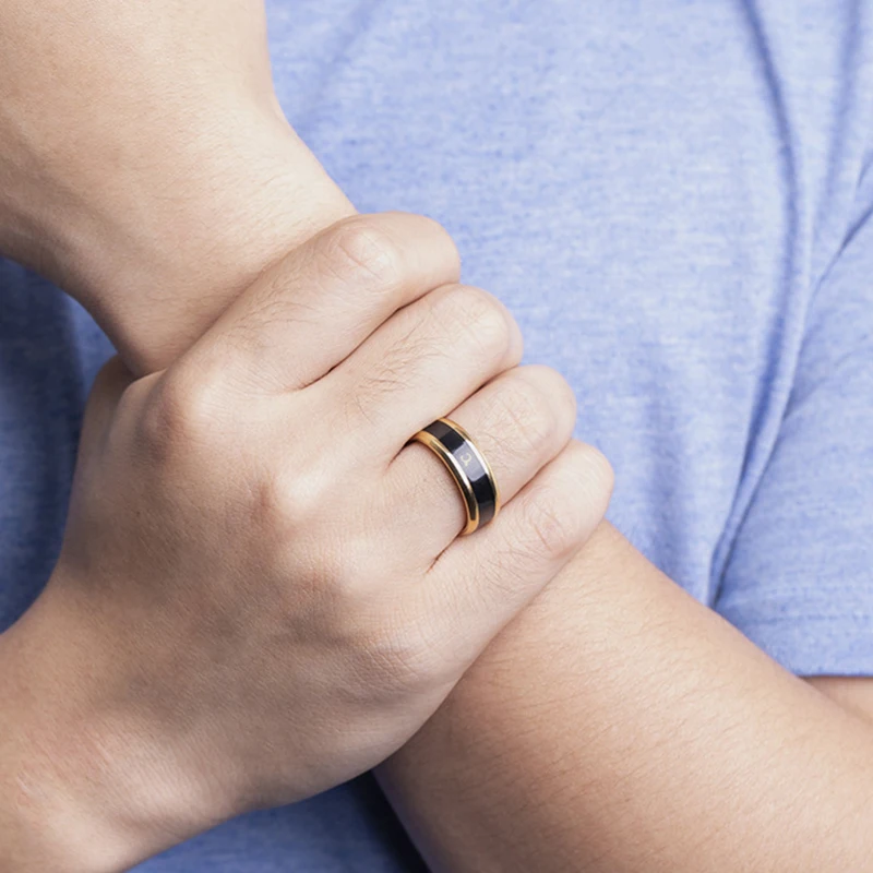 Temperatura obroč iz nerjavečega jekla moda preprost prstan Par poroko mens Lahko merite temperature 2021 darila za moške dodatki
