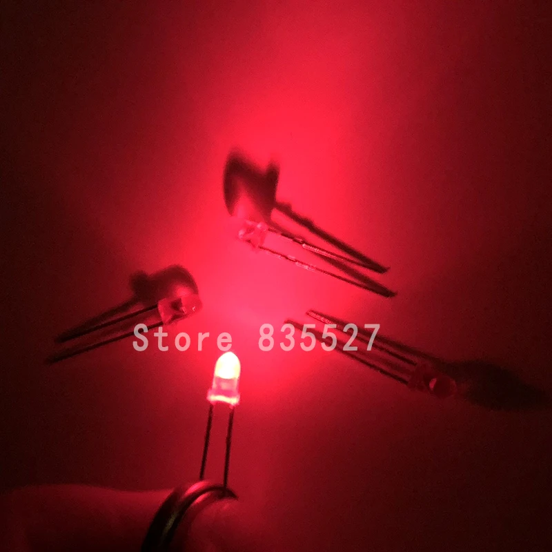 1000pcs/lot 3 mm, rdeče barve DIP Krog svetlobe LED diod kratke noge Za DIY luči, LED Luči Kroglice Novo izvirno F3