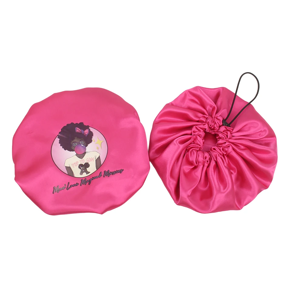 Luksuzni priljubljena Meri saten dvojno plast baby durag Spalna saten svila bonnet z logotipom za lase skp