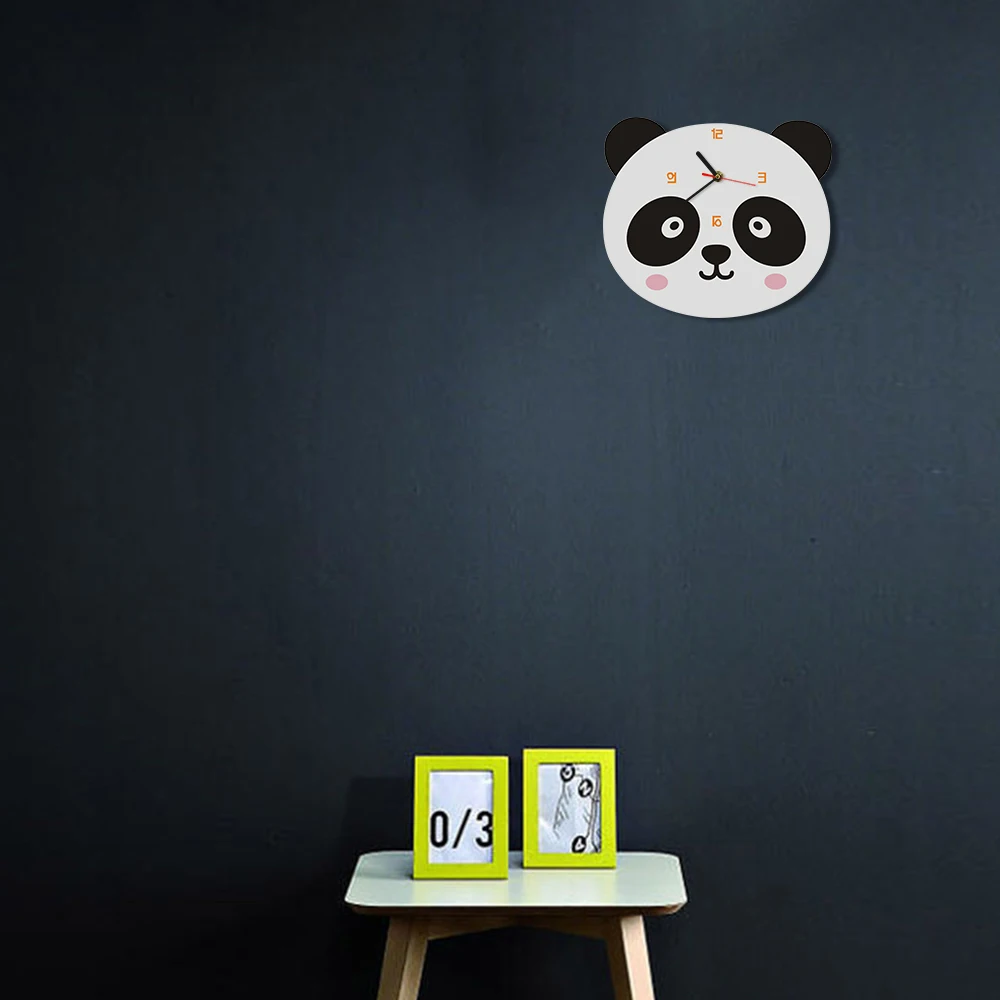 Spalnica Steno Dekor Ura Srčkan Panda Oblikovan Stenske Ure Cartoon Panda Glavo Živali Ura Minimalism Wall Art Panda Darilo Za Otroke