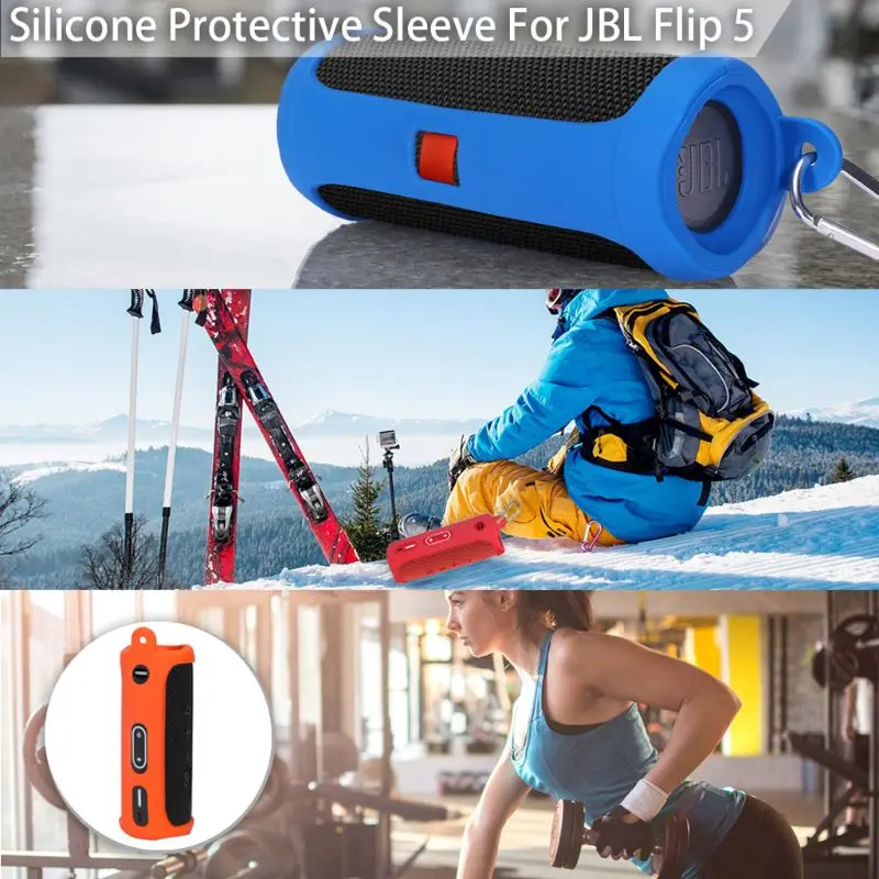 Silikonska Zaščitna torbica Kritje Kože Z Carabiner za J-B-L Flip 5 Prenosni Brezžični Bluetooth Zvočnik