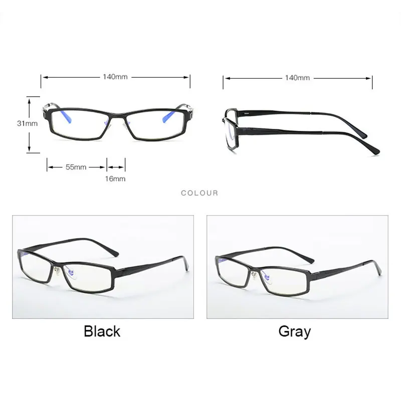 Zlitine Okvir Eye Glasses Pravokotne Očala Polni Platišča Očala Moških in Žensk Slog Optična Očala Okvir