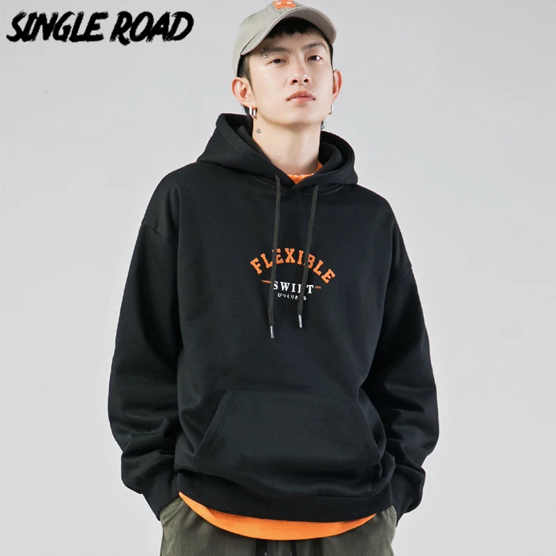SingleRoad Prevelik Mens Hoodies Moških 2020 Jeseni Tiskanja Unisex Majica Hip Hop Japonski Ulične Harajuku Črn Pulover S Kapuco Moški