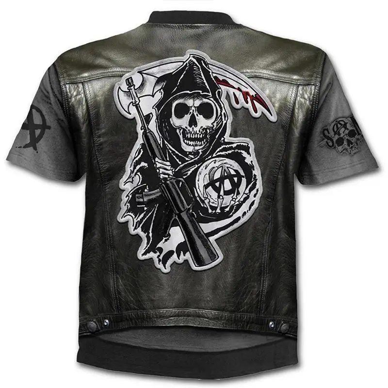 2021 Poleti In Jeseni Novih Moških 3dt Majica Skull Totem Terorizmu Moda Priložnostne Kratka sleeved Svoboden Znoj Majica T-shirt Vrh