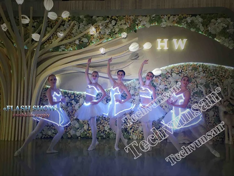 LED-light-emitting balet krilo Odraslih ženski kostumi Novo kostum Svetlobna telovnik Športnih modrc Jeklene cevi, ples kostum