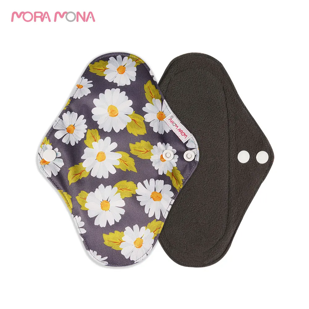 Mora Mona 5-Kos Majhne Ekološke Večkratno Uporabo Bambus, Oglje Menstrualne Krpo Pad Sanitarne Stroj Tipke Za Ženske
