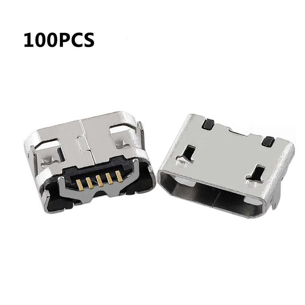 100 Kos/Set Micro USB Ženski Vtičnice Spredaj Plug In Zadnji Patch, Plug Vtičnico 5 Pin Tip B Polnjenja Priključek Priključite Priključke