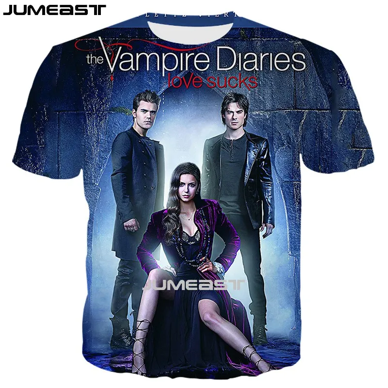 Jumeast blagovne Znamke Moških/Žensk 3D Natisnjeni T-Shirt Je Vampir Dnevniki Kratek Rokav T Shirt Šport Puloverju Vrhovi Tees