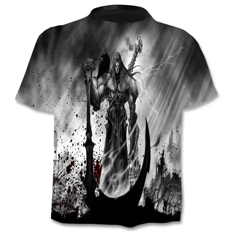 Lobanja T shirt Okostje T-shirt pištolo Tshirt Gothic srajce Punk Tee letnik rock t srajce 3d t-shirt anime moški stilov dropshipping