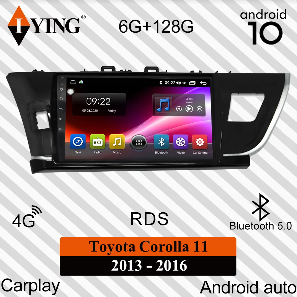 IYING Android Auto Carplay Za Toyota Corolla 11 2013-2016 Avto Radio Večpredstavnostna Video Predvajalnik Navigacija GPS Android 10 Zaslon