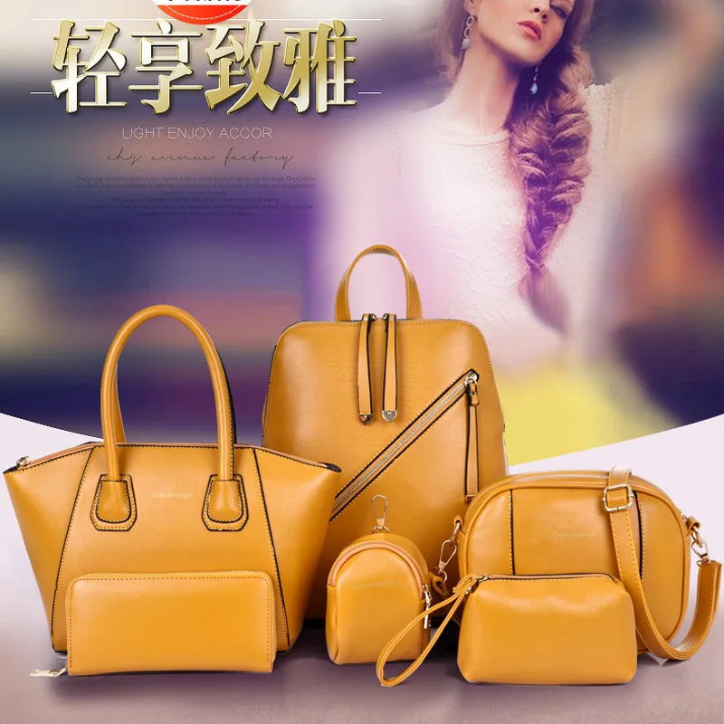 WxfbBaby Novo Izpolnjujejo dostava 6pc vrečko za žensko 2019 luksuznih torbic in torbic Occident slog Žensk rumene Revije zadrgo vrečke