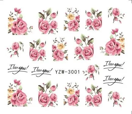 1 Listov 2020 DIY Oblikovalec Vodo Prenos Nasveti Nail Art Pink Rose Cvet Nalepke Nalepke Ženske Lepote Poroka Nohtov