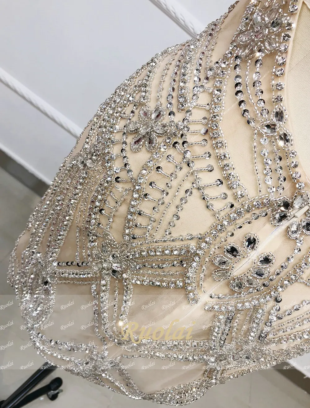 2019 Novih težkih kristalno dekoracijo odpri nazaj seksi Večerno obleko za Ženske kratko Večerno obleko haljo de soiree