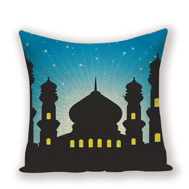 45*45 cm Blazine Pokrov Eid Mubarak Dekor Luč Luna Tiskanja Blazino Primerih Dekoracije Kavč Ramadana Mubarak 40*40 cm Eid Dekor
