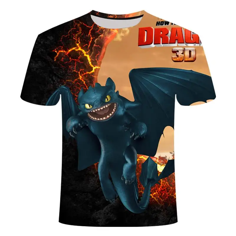 Poletje Nova moška T-shirt, kako vzgajati dragon 3 anime Tshirt 3D natisnjeni t-shirt dekle risanka shirt majica oblačila S-6XL