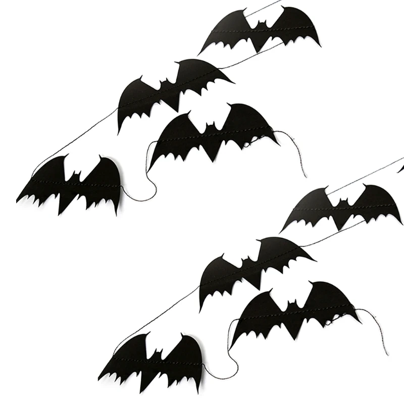 2 Nastavite 4M Papir Visi Zastava Halloween Dekoracijo Prop Pajek Bučna Bat Bunting 67JB