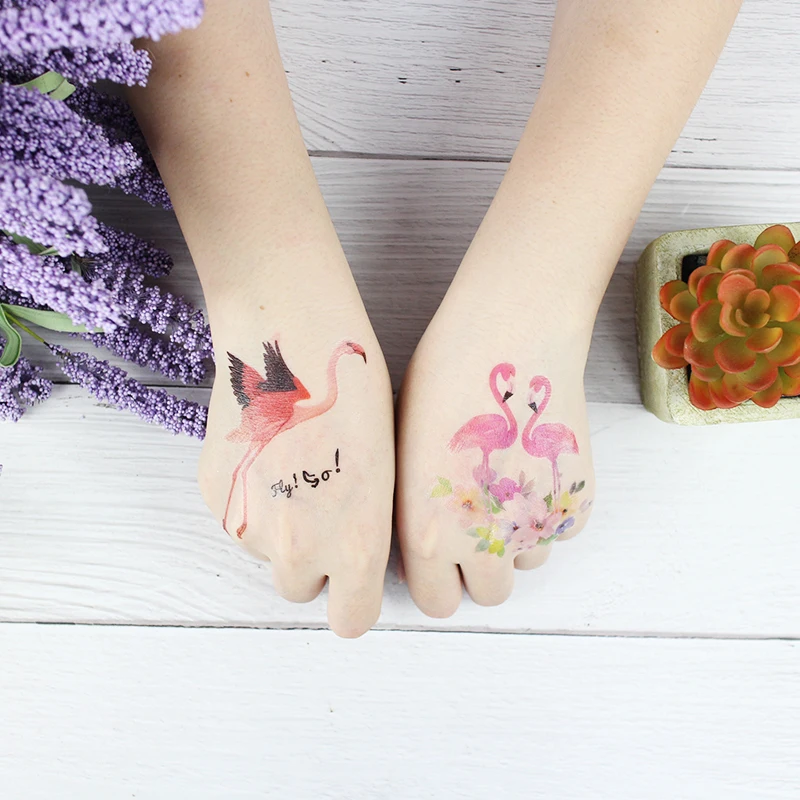 živali tatoo otrok strani tattoo nalepke, otroci, dekleta, flamingo ptic listi začasne tetovaže ženske roke, zapestje tattoo, nepremočljiva