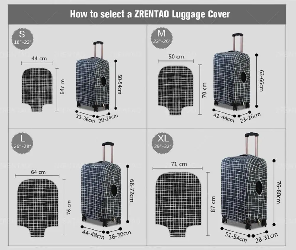 ZRENTAO visoke kakovosti check-in prtljago zaščitni pokrov, carry-on prtljage kritje trajne umazanijo dokaz kritje za 18-32 palčni kovček