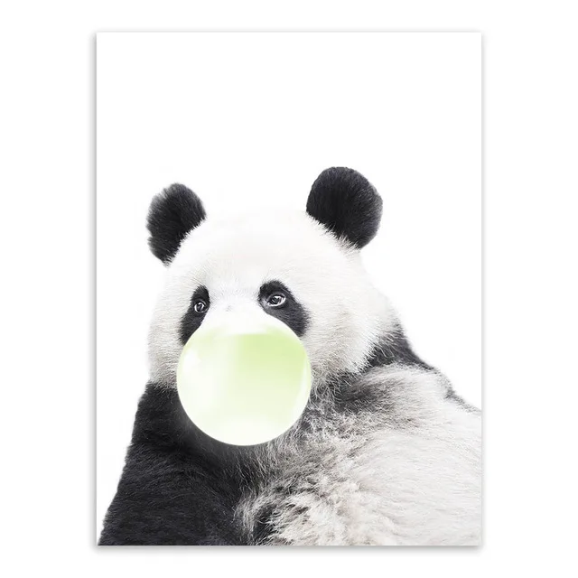 Risanka Srčkan Živali Plakat Panda Kenguru, Koala Žirafa Pes Pihanje Mehurčkov Sliko Wall Art za dnevno Sobo Sodoben Dom Dekor