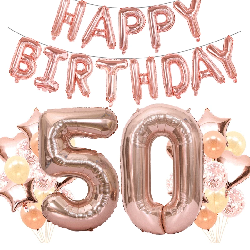18 30 40 50 60 Happy Birthday Party Okraski Rose Zlata Latex Balon 40inch Število Balon Otroci Odraslih Slovesnosti Stranka Dobave