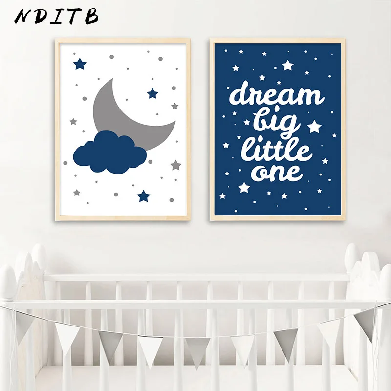 Dream Big Baby Vrtec Ponudbe Otrok Plakat Minimalističen Platno, Tisk Stenskih Slikah, Slikarstvo Nordijska Fant, Fant, Spalnica Dekoracijo