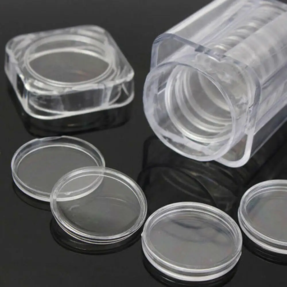 2pc/set Plastičnih Jasno Kapsula Polje Krog Zbiranja Cevnim Držalom Škatla za Shranjevanje Organizator Zbirateljskih Darila 30 mm Kovanec Primeru