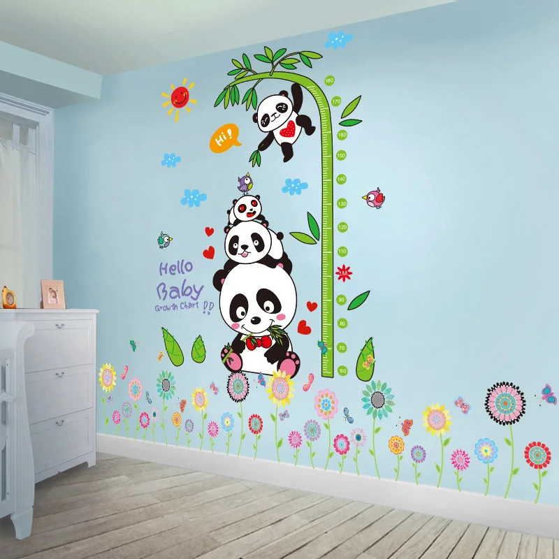[SHIJUEHEZI] Cvetje, Rastline Stenske Nalepke DIY Panda Bambusa Višine Ukrep Stenske Nalepke za Otroke, Spalnica, Kuhinja Dekoracijo
