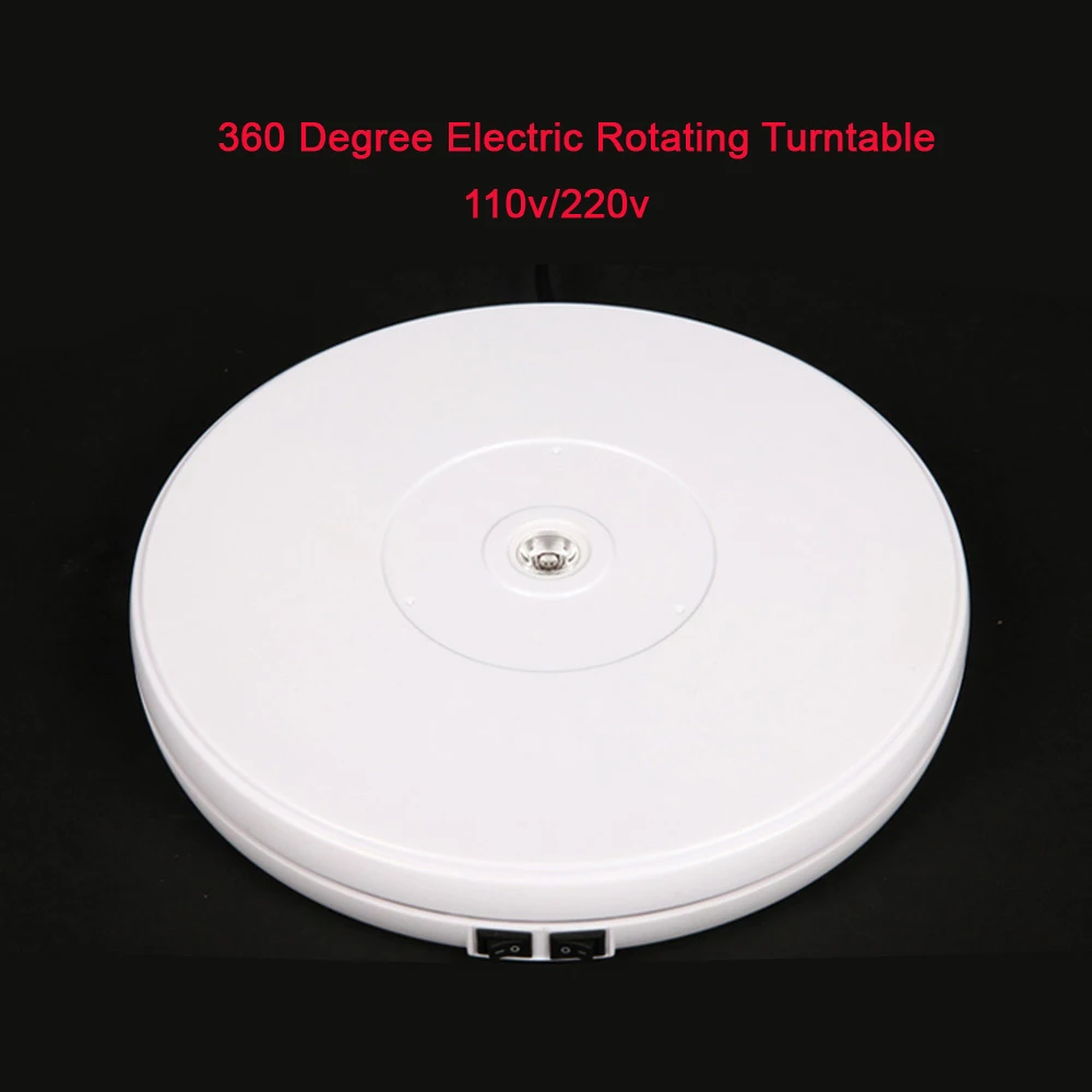 25 cm Led Luči 360-Stopinjski Električni Rotacijski Gramofon za Fotografiranje Max Obremenitev 10 kg 220V / 110V