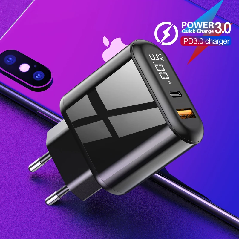 18W QC3.0 PD Tip C Polnilnik USB Hitro Polnjenje za Huawei Xiaomi Samsung iPhone 11 X Tablični QC 3.0 Polnilnik EU Plug Adapter