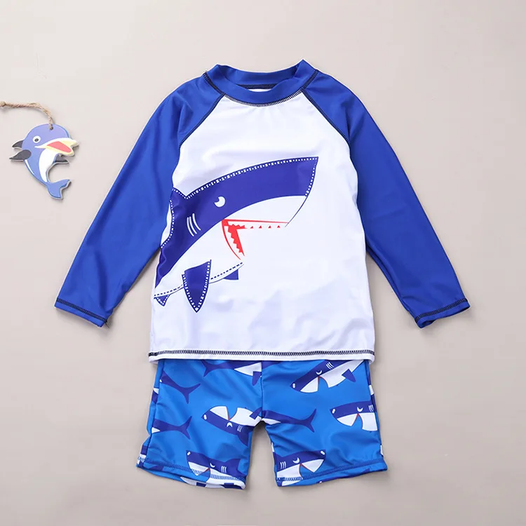Fantje in otroške kopalke, mala in srednje velika otrok baby morski pes split dolgo sleeved zaščito pred soncem, hitro sušenje boksar plavati