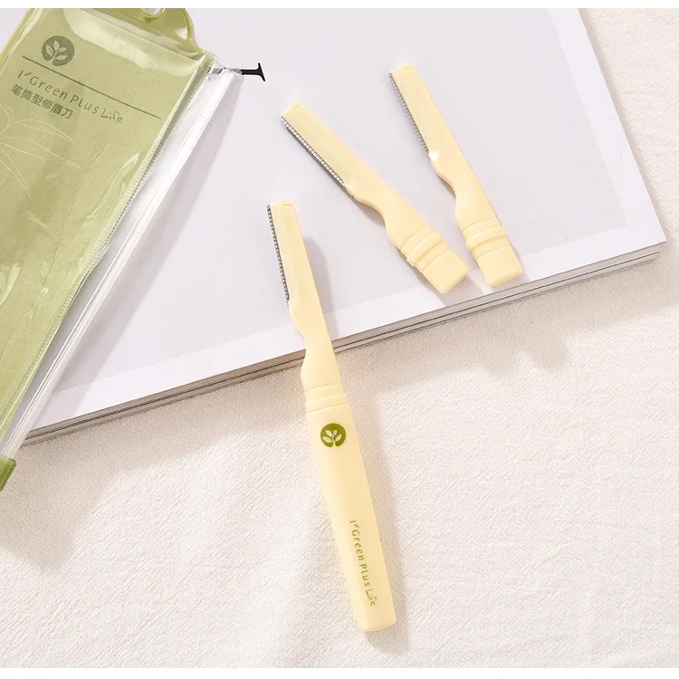 Zeleno vrsto elementa krtačo pot začetnike varno xiumei dao 3 peresa nastavite posebne britje nož strganje obrvi makeup artist