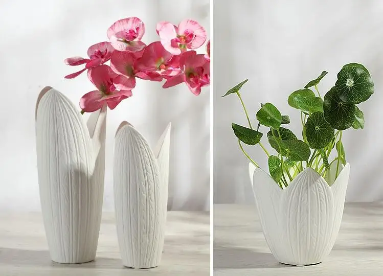Beli venčni keramični ustvarjalne pogodbeno cvet vazo lonec doma dekor obrti soba dekoracijo obrt porcelan figurice
