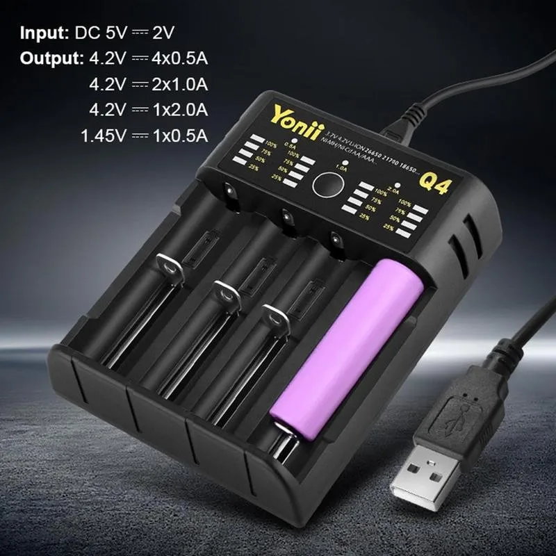1 Pc Polnilnik Baterij Li-ion USB 4 Reže Neodvisni Prenosne Baterije Polnjenje Priročno 16340 18350 14500 Polnilnik