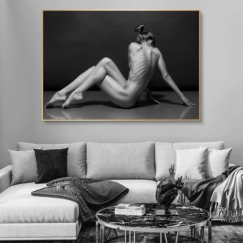Črno Ozadje Platno Slikarstvo Seksi Ženska Nag Plakatov in Fotografij Stenskih slikah, za Dnevni Sobi Doma Dekoracijo Cuadros