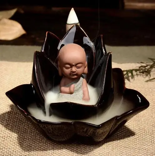Črna Glazirana Dim Backflow Cone Kadila Gorilnik Zen, ki Je Sedel na Lotus Incensory Namizno Dekoracijo kadila gorilnik zen dekor