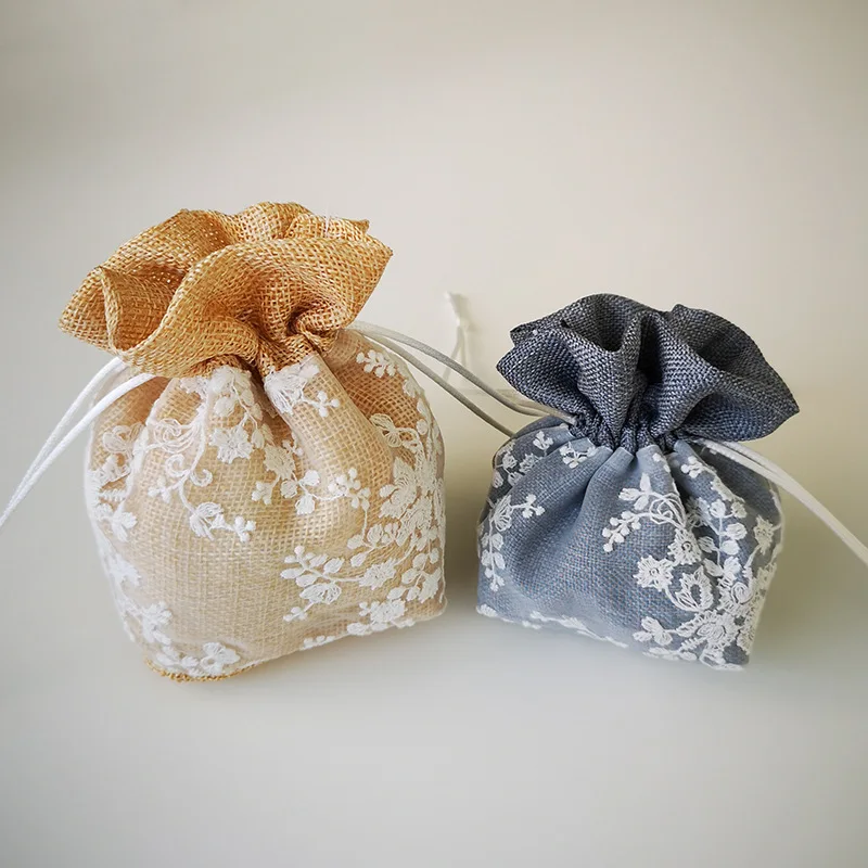 10Pc/vrečko Pearl preja vrečko dvoslojno vezenje ustvarjalne žarek candy bag lahko meri z dvojno drawstring13.5*za 14,5 cm