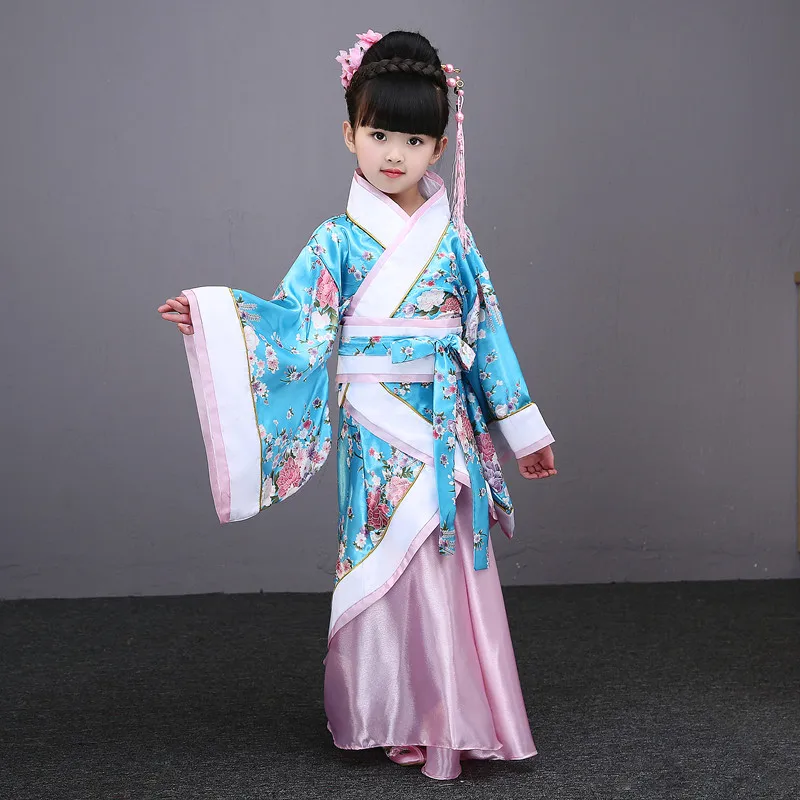 Otrok tradicionalne starodavne kitajske svile oblačila za dekleta hanfu plesne kostume narodna noša otroci tang fairy oblačenja otrok opera